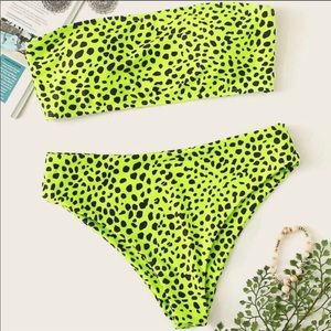 neon green leopard bikini